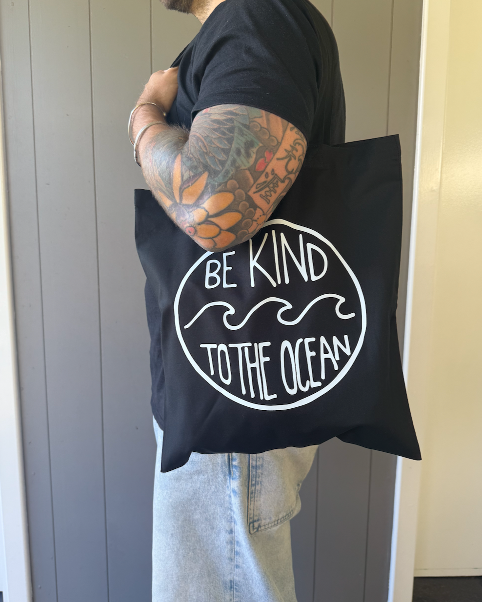 *NEW* Organic Tote Bag (Sky Blue & Black)